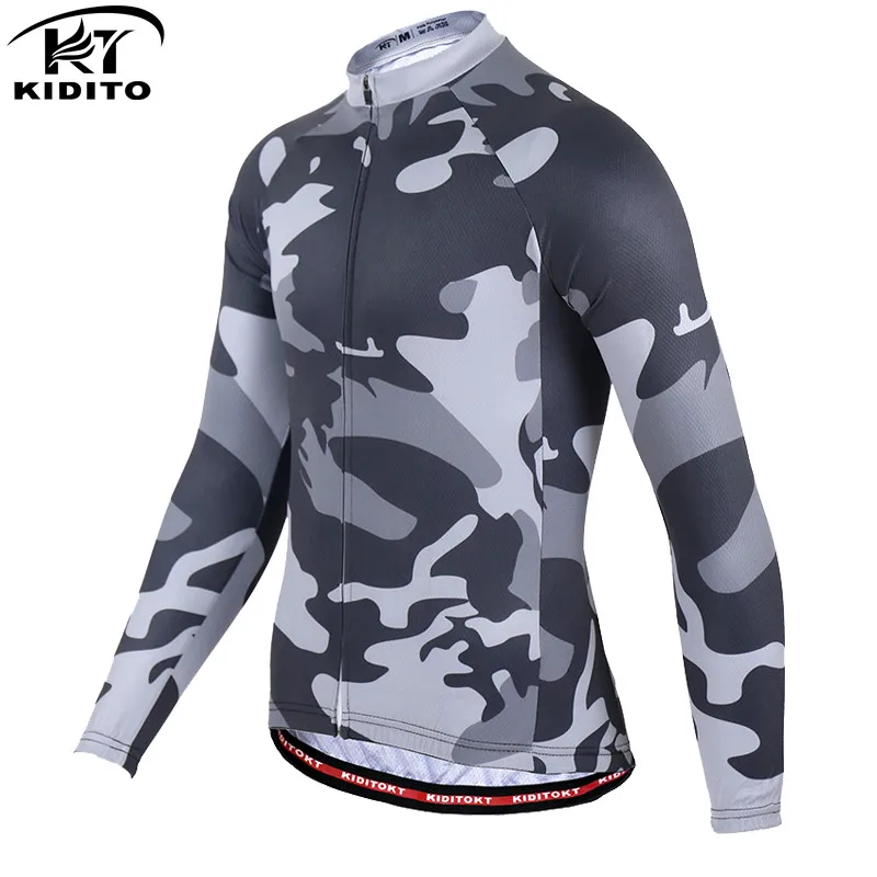 color 16 KIDITOKT, Зимняя Теплая Флисовая велосипедная майка, мужская,, с длинным рукавом, Мужская одежда для горного велосипеда, дышащая одежда для велоспорта - Цвет: color 16