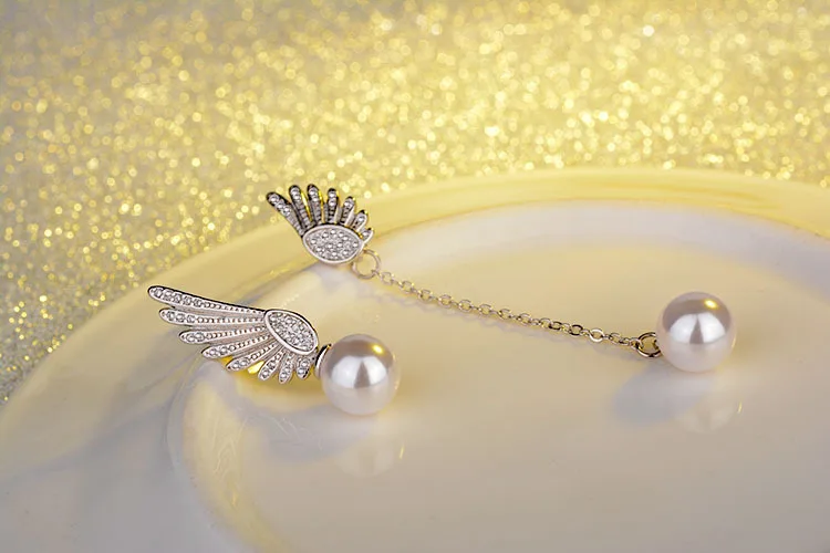 Высококачественные модные ангельские крылья жемчужные женские длинные серьги