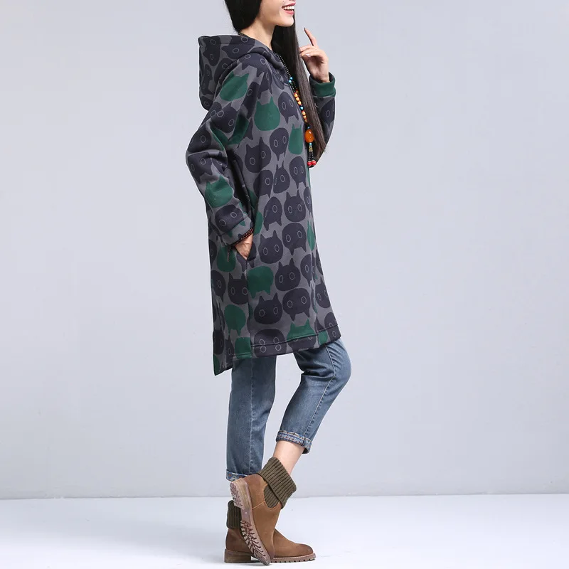 Новинка 2017 Высококачественная Вельветовая толстовка средней длины с капюшоном и