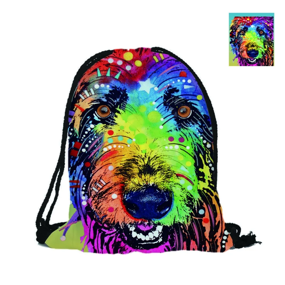 Softback Drawstring Рюкзак 3D печать мода ирландский волк Hound для домашней собаки двойные