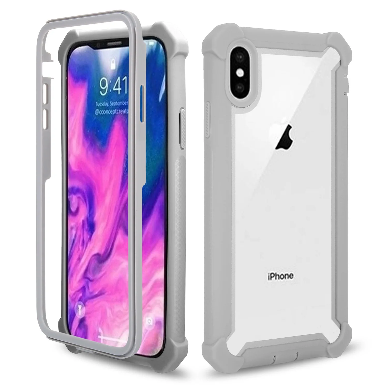 VIAERSON Shockproof Case Clear Back For iPhone XS Max XR X 6 6S 7 8 Plus 360 Protective Cover Candy Metal Button Hard Coque Capa |