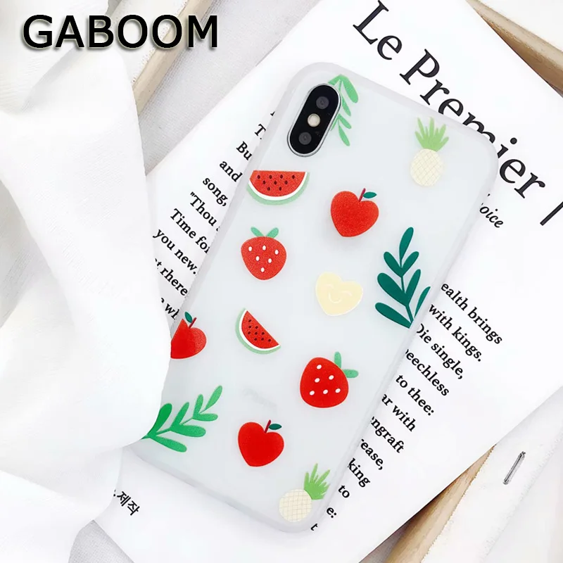 GABOOM Мягкие TPU Matte телефон чехлы для iPhone 7 Чехол Plus 6 s 8 X мультфильм кролик Лето арбуз