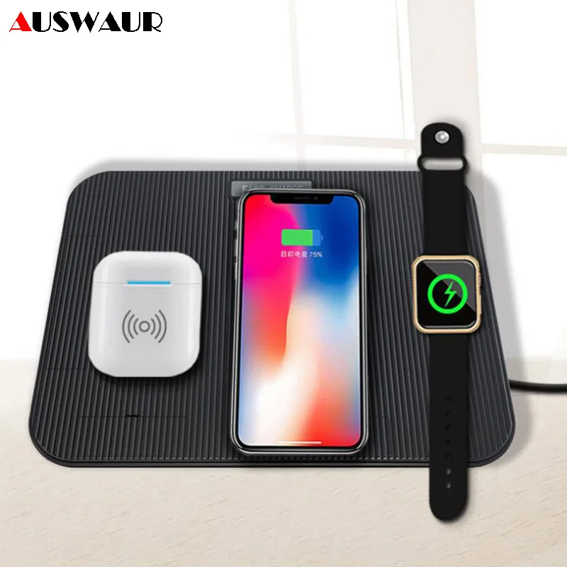 

Быстрое беспроводное зарядное устройство 4 в 1 QI для iPhone 8 XR XS MAX, беспроводное зарядное устройство для Apple Watch iWatch 1 2 3 4, зарядное устройство ...