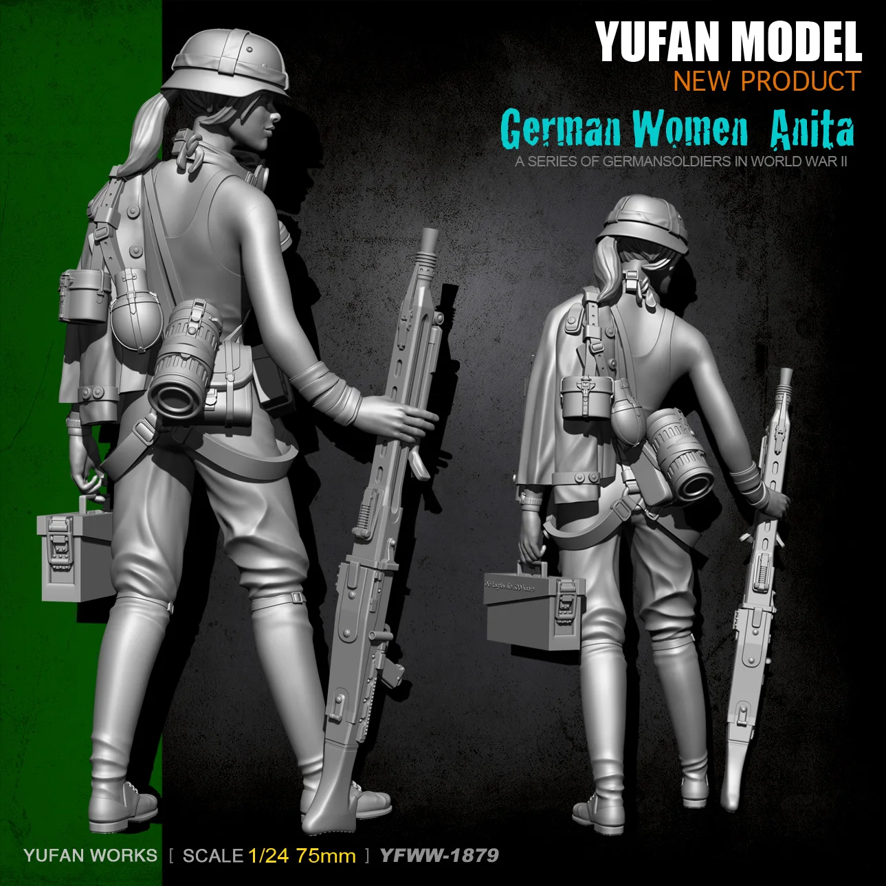 YuFan модель 1/24 Смола Наборы женский пулеметчик Смола Солдат YFWW-1879