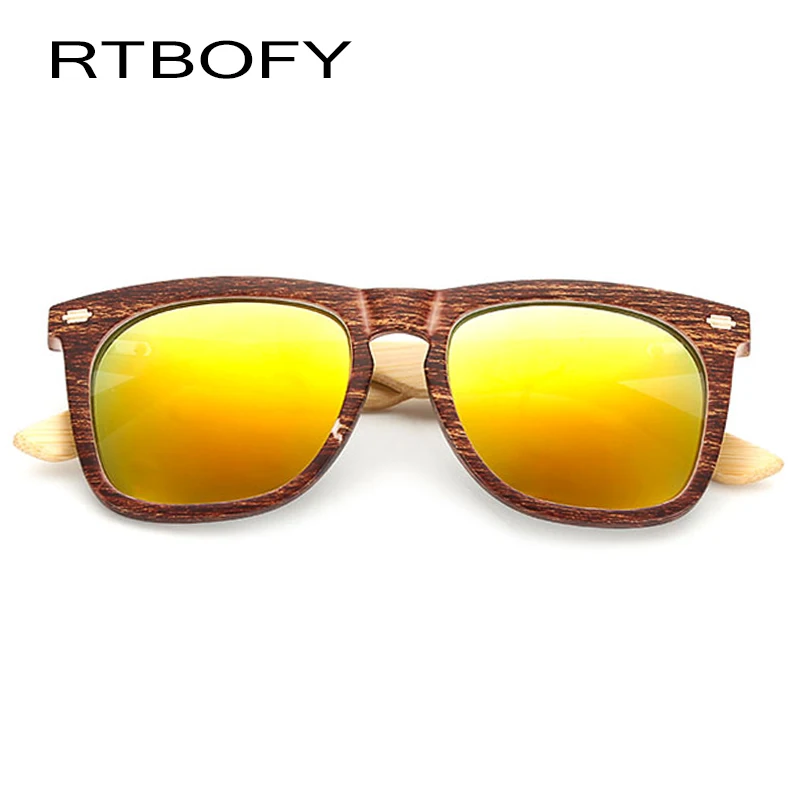 RTBOFY 2018 Новые квадратные деревянные солнцезащитные очки мужские бамбуковые