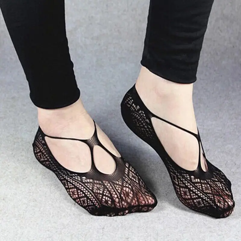 Женские нескользящие тапочки Нескользящие невидимые с перекрестными кружевами