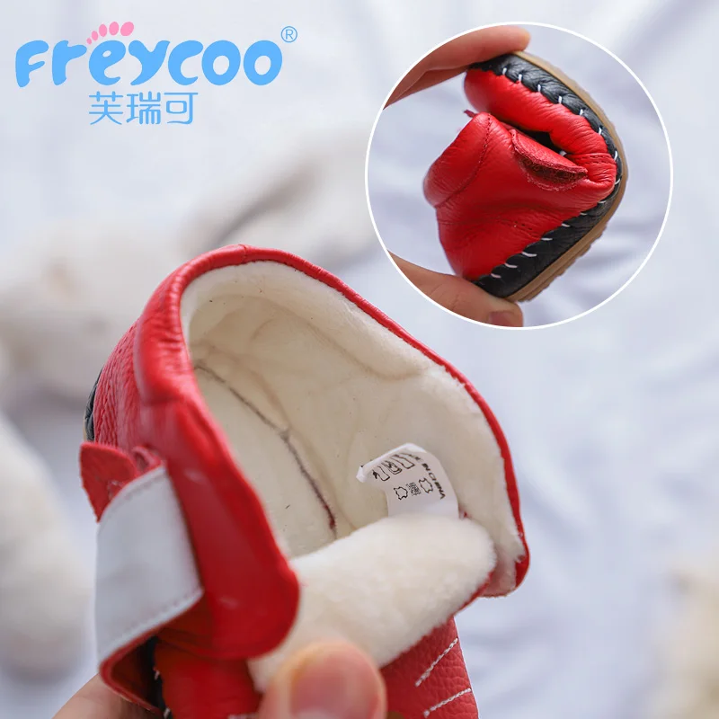 Freycoo 2019 Kids Shoes Winter Baby Toddler Lovely Boys Girls Anti-Slippery Genuine Leather Warm Cotton Shoes1283 |