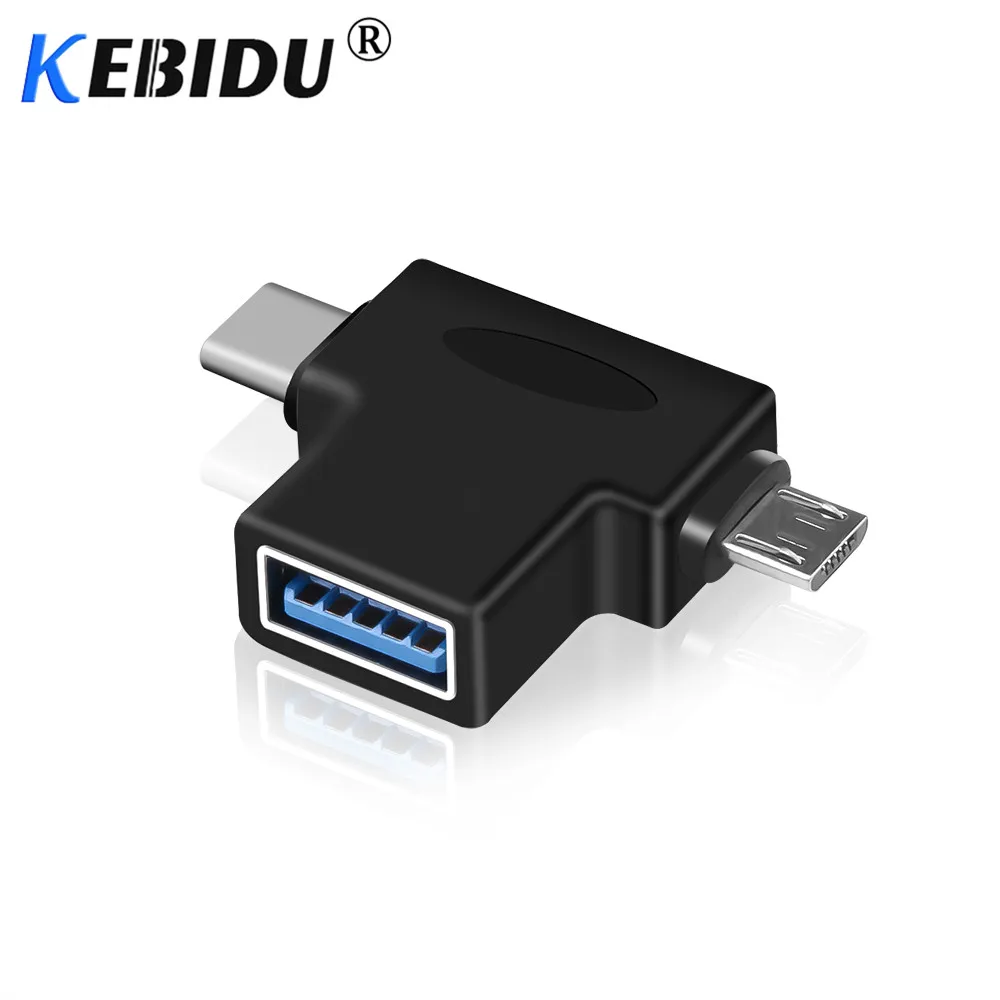 Kebidu 2 в 1 мини-адаптер для телефона OTG Micro USB Тип C к 3 0 конвертер кабель зарядки и