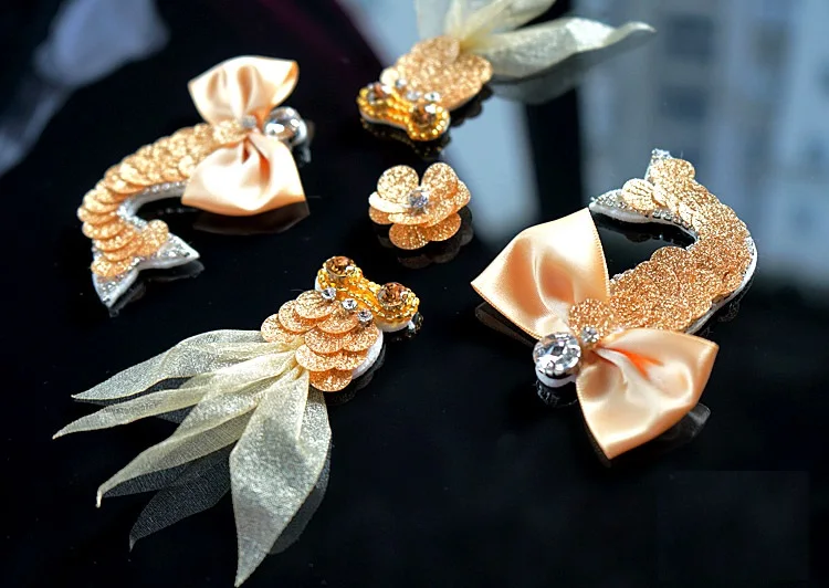 5 colorS 3D bling-bling Sequins beaded patch handmade FISH/Goldfish applique Accessories for DIY dress shoes coat 02 | Дом и сад