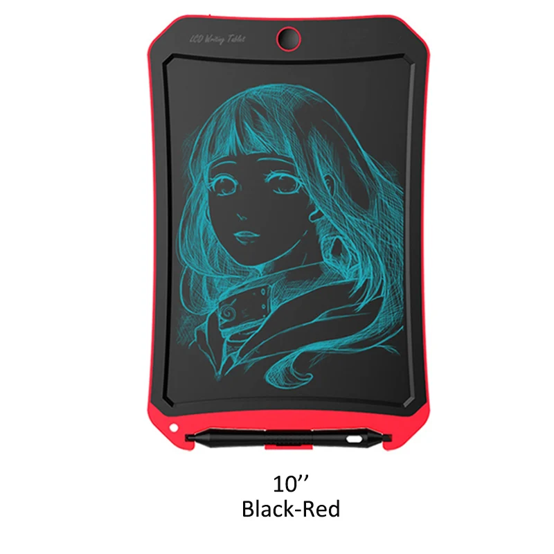 10inch-Black-Red Цифровой планшет для рисования, ЖК-дисплей, детская графика, доска для рисования, электроника, детский подарок, коврик для обучения, домашняя доска для сообщений с батареей - Цвет: 10inch-Black-Red