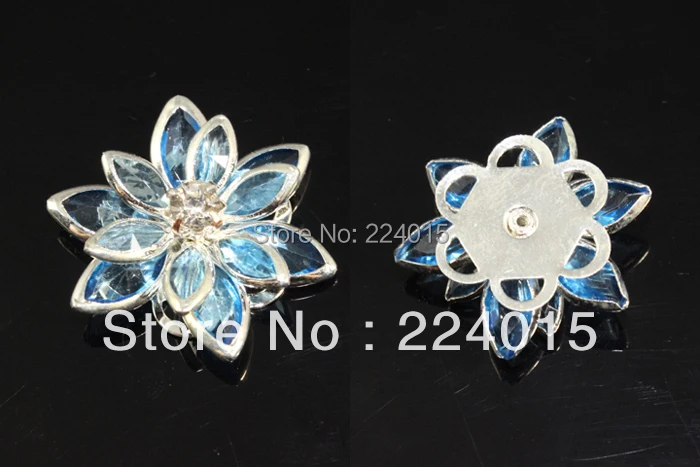 20PCs 24mm Ligth Blue Silver Plated Flower Rhinestone Garment Accessories Embellishment Findings /Connector Fit Jewelry DIY | Украшения и