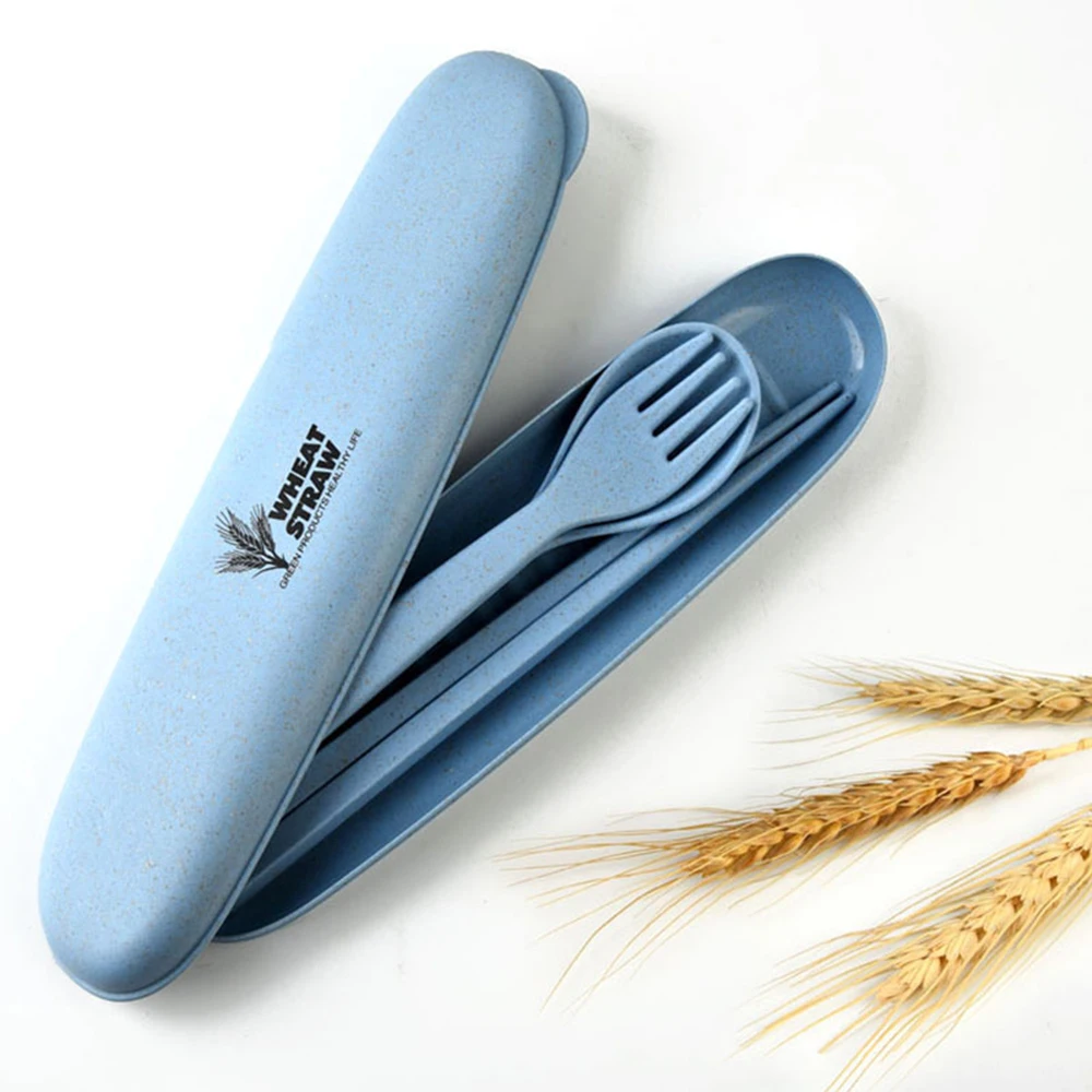 3 шт./компл. Портативные Наборы Посуда Экологически Чистые и Разложению Пшеничной