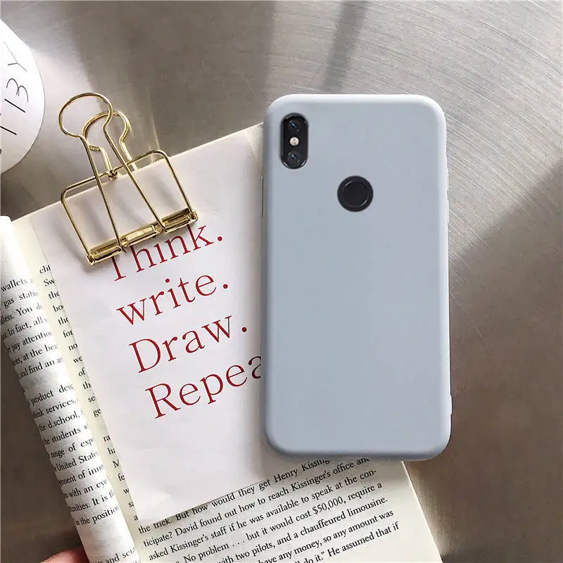 Силиконовый чехол ярких цветов для xiaomi mi 8 9 se a1 5x mi x 2s s2 y2 a2 lite redmi note 7 8 4x 4a 5a 6 6a prime 5 plus pro - Цвет: gray