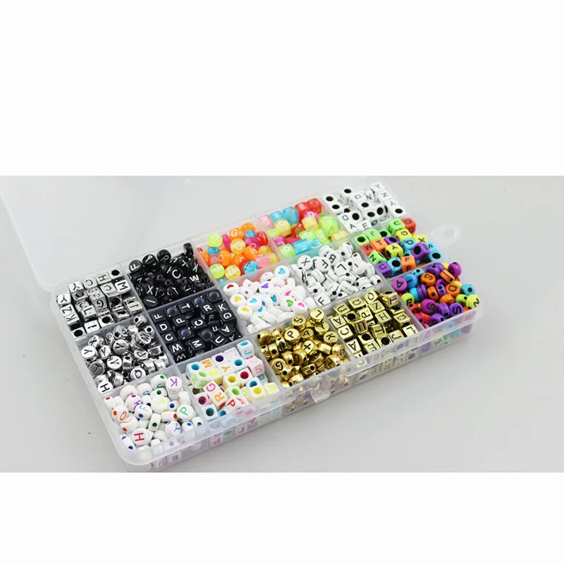 1000 шт./компл. DIY Смешанные акриловые разноцветные бусины для игр буквы алфавита