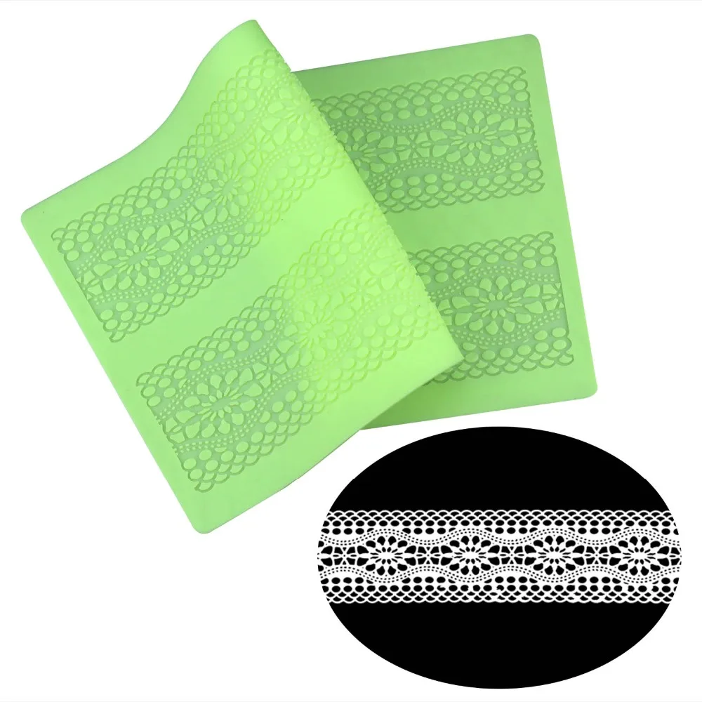 

39.5 * 20Cm Sugar Craft Silicone Lace Mat , Kitchen Baking Confectionery Tools For Decoration Wedding Fondant Cake Design