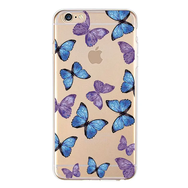 Мягкий прозрачный чехол из ТПУ с цветочным рисунком для iPhone 4/4S 5 5S 6 6plus 7 8plus x милый