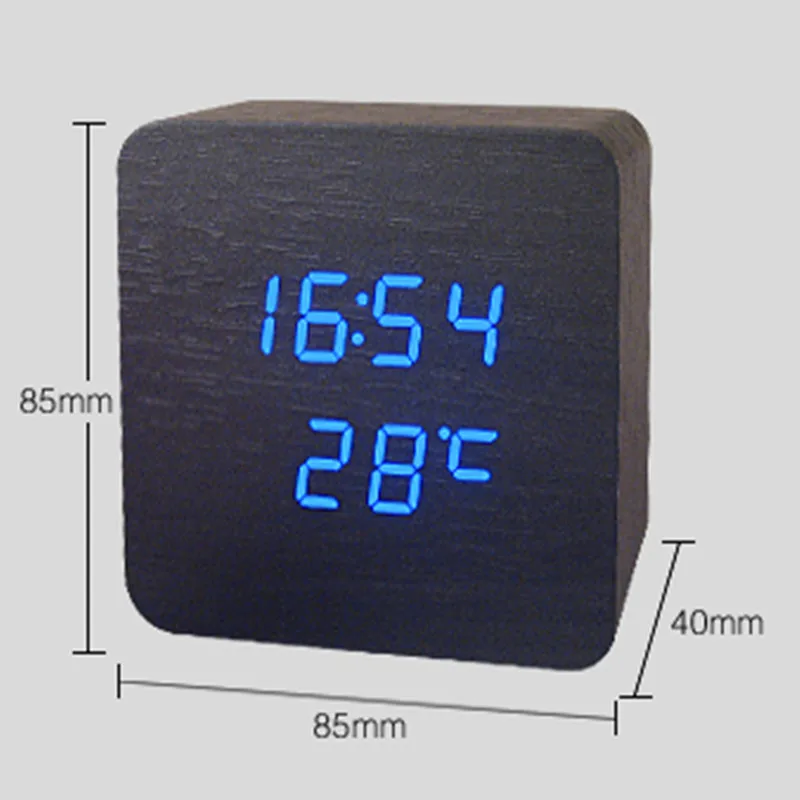 Новые деревянные цифровые светодиодные настольные часы-будильник термометр