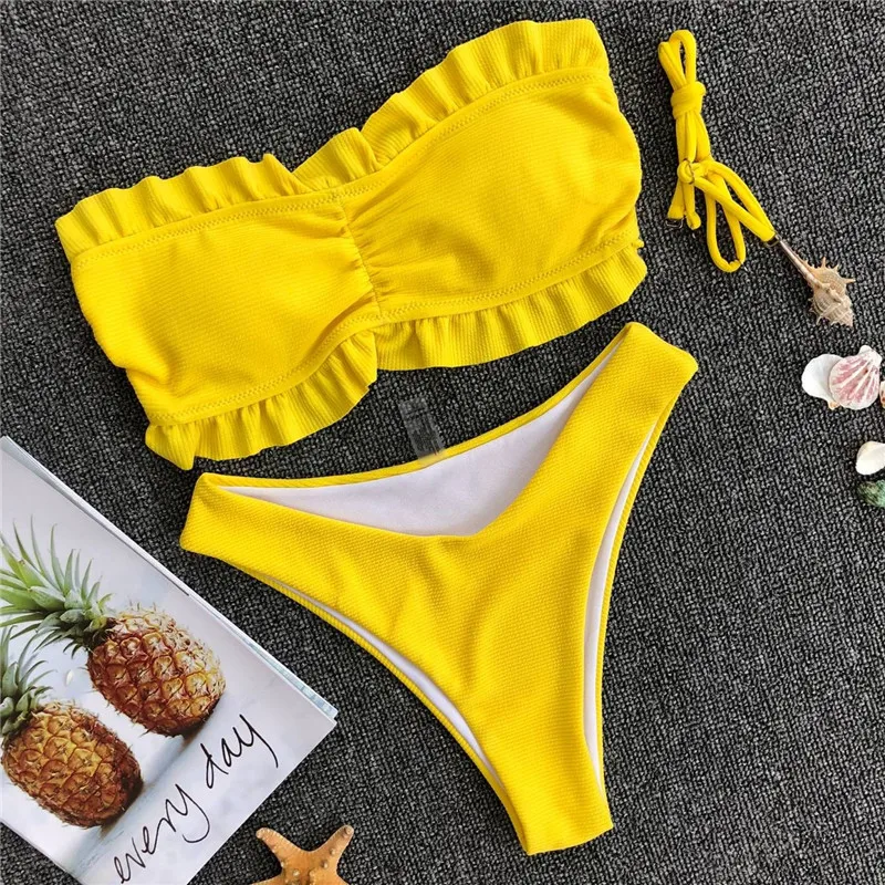 Бикини 2018 Maillot De Bain Femme купальный костюм для женщин однотонная Сексуальная