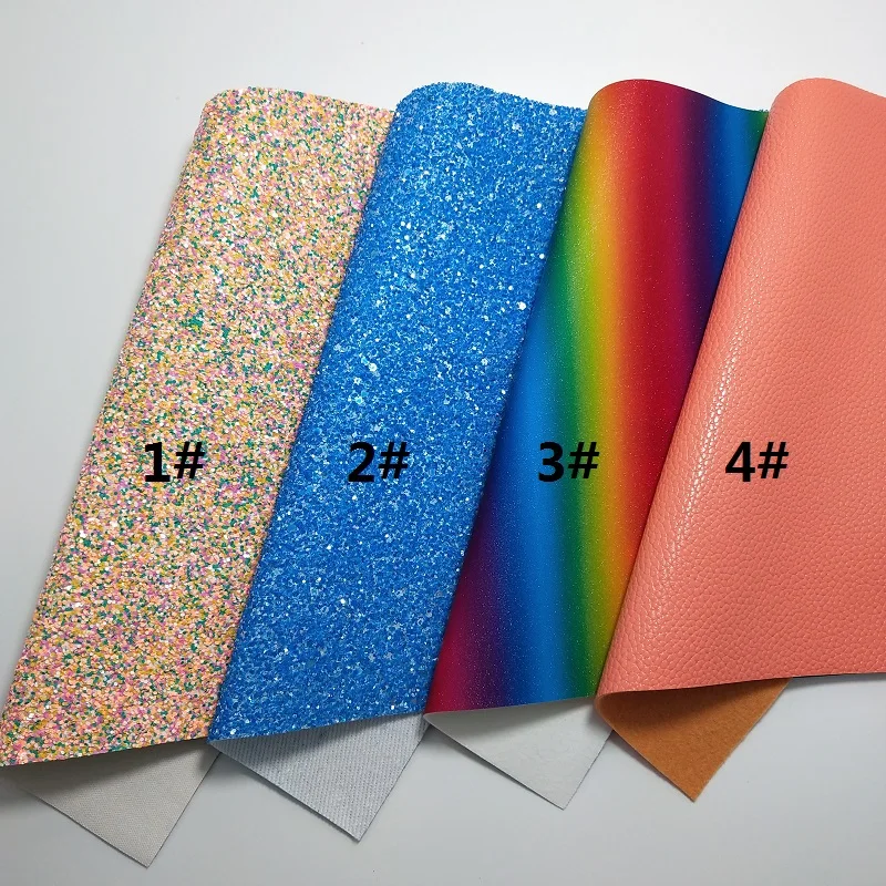 1PC 21X29CM Yellow Blue Mixed Green Chunky Glitter Leather For Making Bows Accessories LEOsyntheticoDIY S240 | Дом и сад