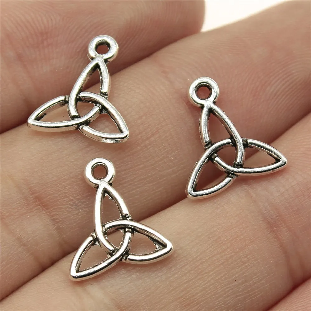 Символ Triquetra Подвески для изготовления ювелирных изделий символ Triquetra Подвески для изготовления браслетов античный серебряный цвет - Окраска металла: B13678-60pcs-13x13mm