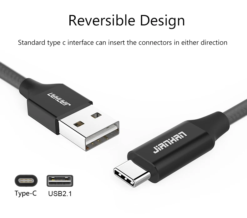 Реверсивный кабель USB C для быстрой зарядки типа C к USB 2,0, зарядное устройство для передачи данных, прочные кабели для huawei P10 LG G5 G6 Xiaomi 4c 5 One Plus