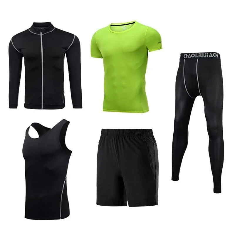Men sportswear-SS8 Мужская спортивная одежда, эластичные спортивные костюмы, дышащий спортивный костюм для пробежек, тренировок, спортзала, фитнеса, тренировки, одежда для быстросохнущего бега, мужской комплект - Цвет: Men sportswear-SS8
