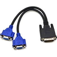 25cm dvi 245 male dvi i to dual double vga female monitor video splitter cable only one divider line can be used at a time