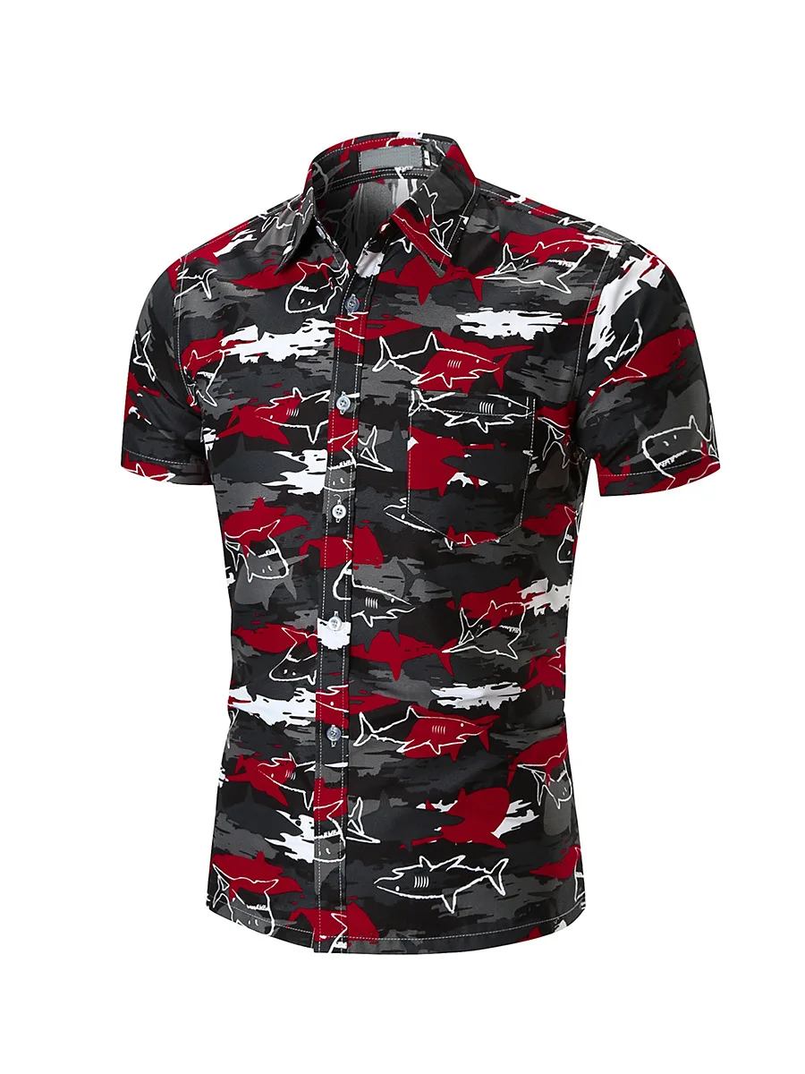 2018 пляжная рубашка Для мужчин дропшиппинг отложным короткий рукав camisas para