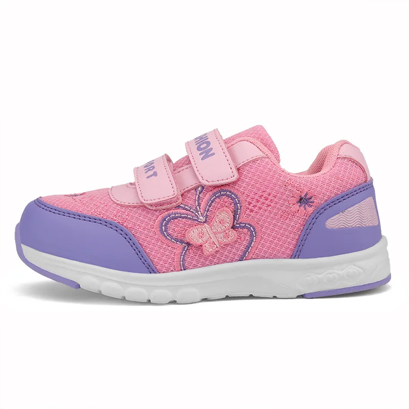 Модные кроссовки для девочек детская спортивная обувь розового цвета с вышивкой