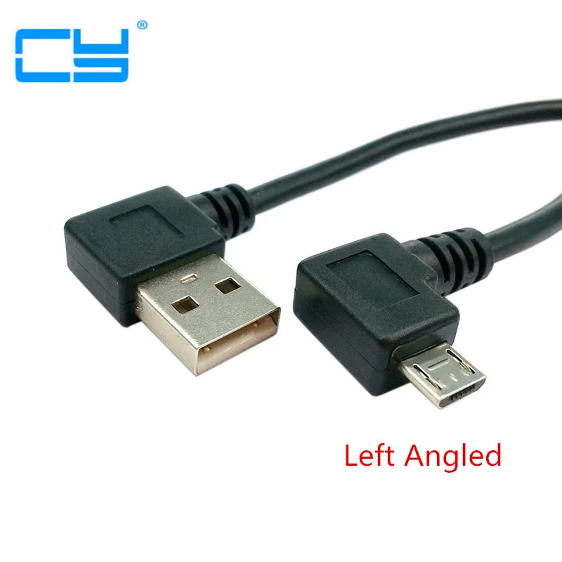 Левый правый угловой 90 градусов Micro USB штекер к левый Зарядка данных 0 2 м короткие