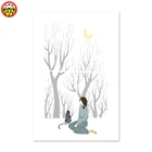 Картина маслом для домашнего декора женские одинокий кота зимние среднего возраста картина очень прост в освоении ручной работы, чтобы завершить Новинка Дом