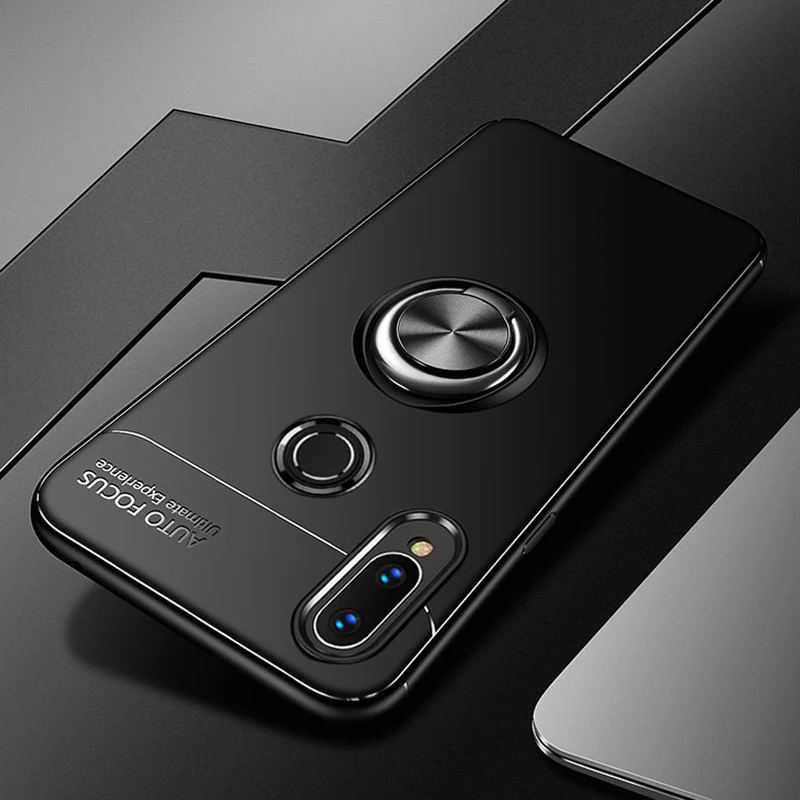 Чехол для Huawei Honor Play с кольцом-держателем, Матовый Мягкий силиконовый чехол на заднюю панель для Honor Play, чехол для телефона