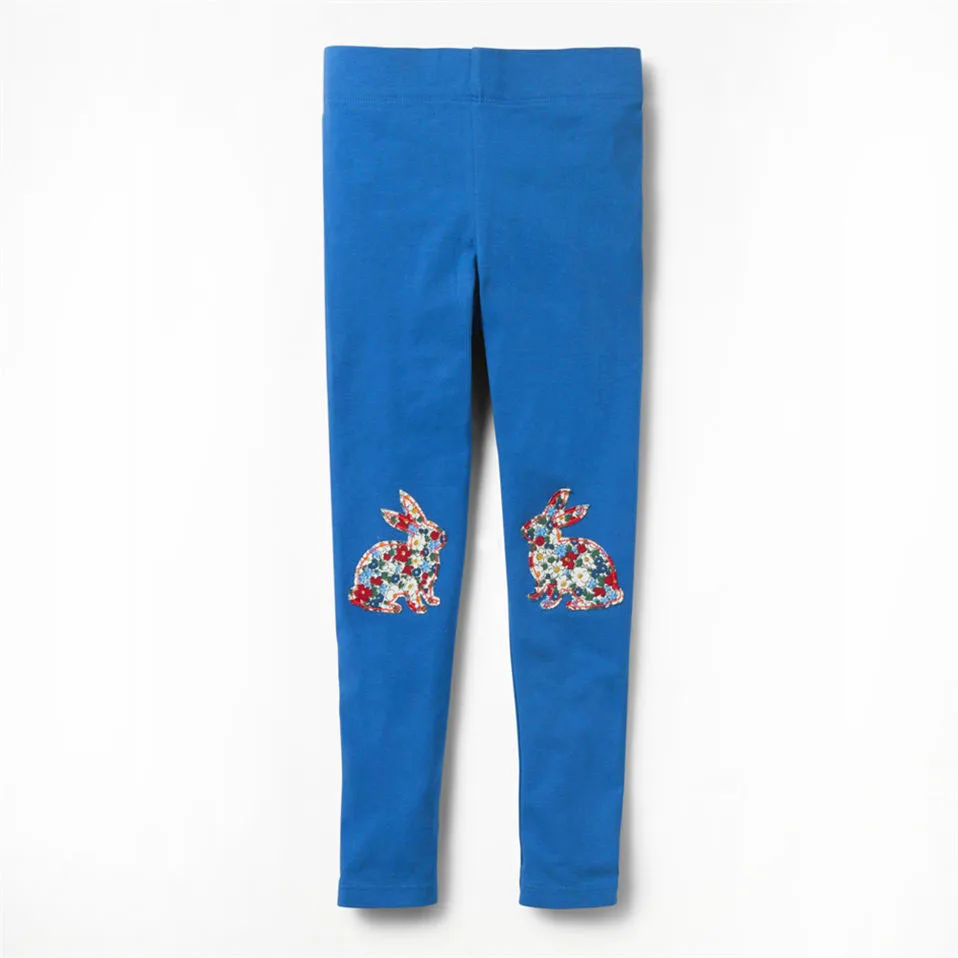 Леггинсы для маленьких девочек Littlemandy Blue Rabbit с аппликацией в виде животных 100%