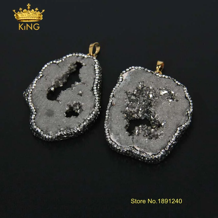 5 шт горный хрусталь кристалл проложенный Druzy Кулон Титан серебро Drusy фрагмент