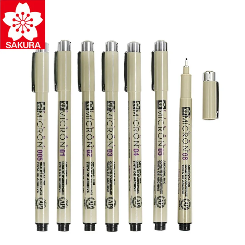 Sakura Pigma Микрон иглы для рисования 7 шт./лот Micron игла эскизов мультфильмов