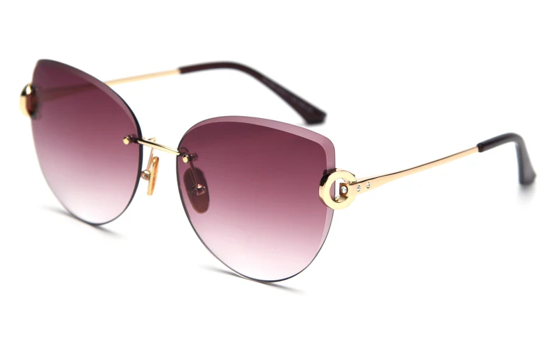 purple gray lens Kachawoo, модные женские солнцезащитные очки кошачий глаз, черные, коричневые, без оправы, солнцезащитные очки, стразы, для женщин, подарок на день рождения - Цвет линз: purple gray lens