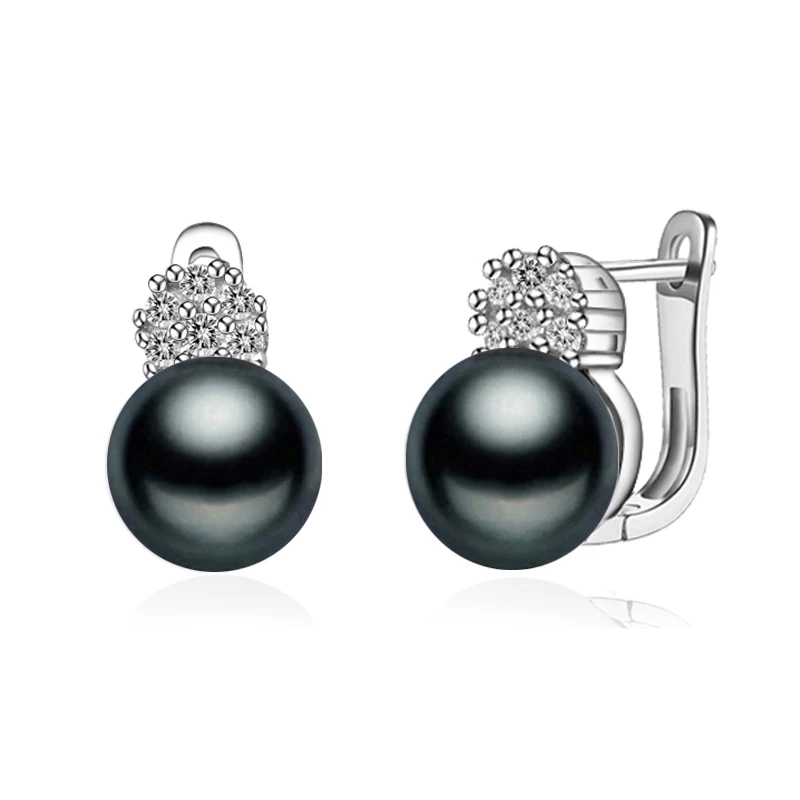 black pearl earring Красивые 925 Серебряные женские серьги с жемчугом, летние трендовые свадебные серьги с натуральным белым серым черным пресноводным жемчугом для женщин - Цвет камня: black pearl earring