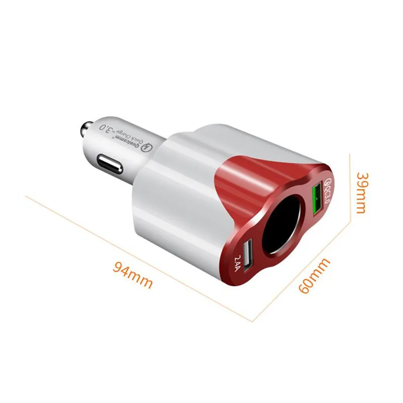 12V 24V автомобиль Зарядное устройство USB прикуриватель зарядное QC 3 0 с 2 портами