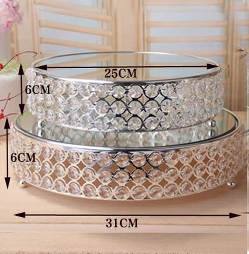 

Kingart Decorative Glass Plate Set for Wedding Dessert Cake Mirror Serving Tray Wedding Plate Hotel Party Cake Stand