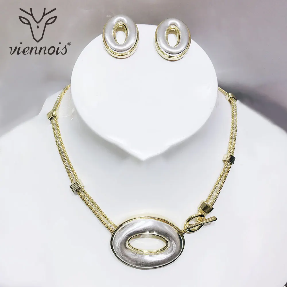 Viennois золото/микс серебряный цвет сережки-гвоздики большие кулон набор украшений