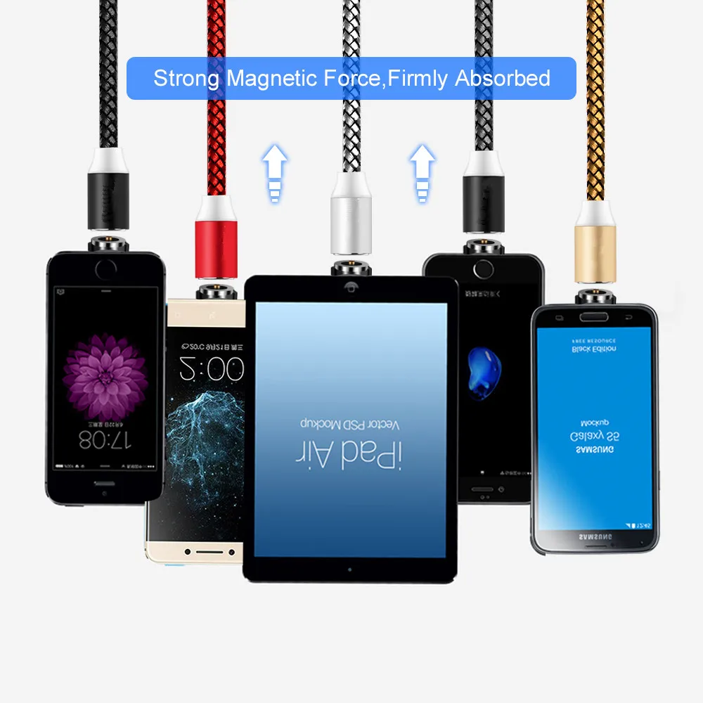 Светодиодный магнитный Кабель с разъемом типа C USB быстрое зарядное устройство