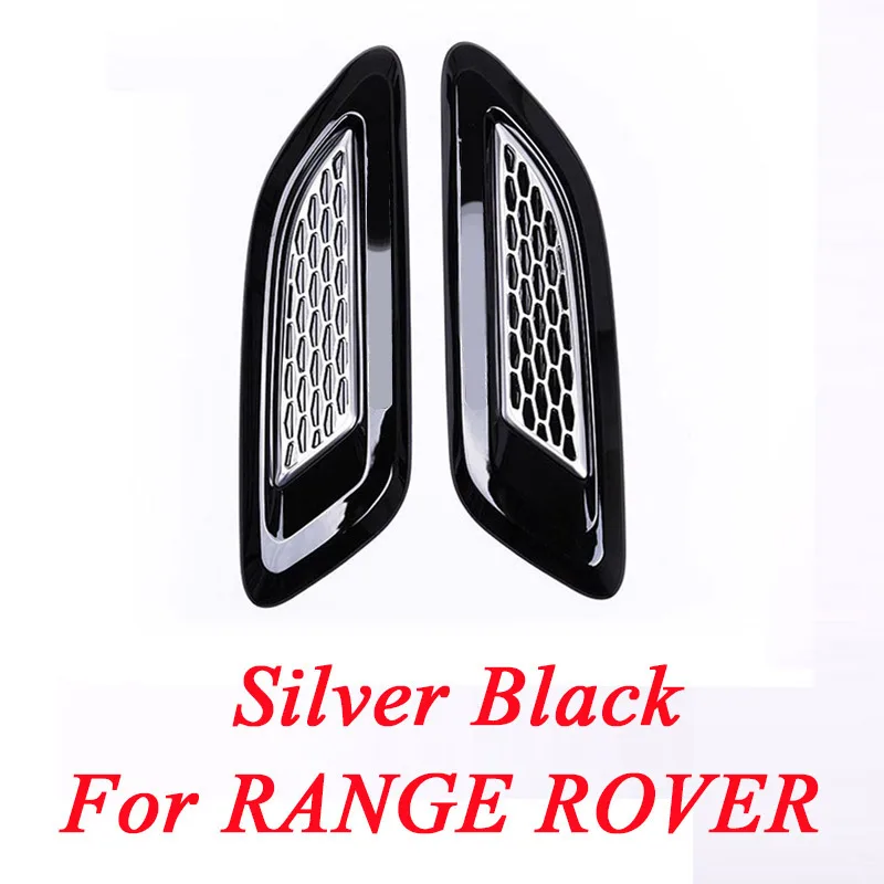 Silver for RANGEROVE 4 стиля для Land Rover Discovery 5 LR4 LR5 авто-Стайлинг ABS серебристый, черный капюшон, устанавливаемое на вентиляционное отверстие в салоне автомобиля Outlet крыло отделкой 2 шт - Цвет: Silver for RANGEROVE