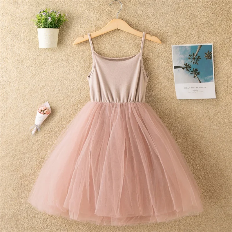 От 3 до 8 лет Детские платья-пачки на бретельках для девочек летняя детская одежда
