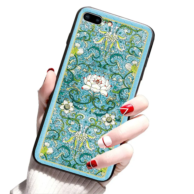 Подходит для iphone 6 7 8 китайский стиль ретро дворец цветок окрашенная мягкая