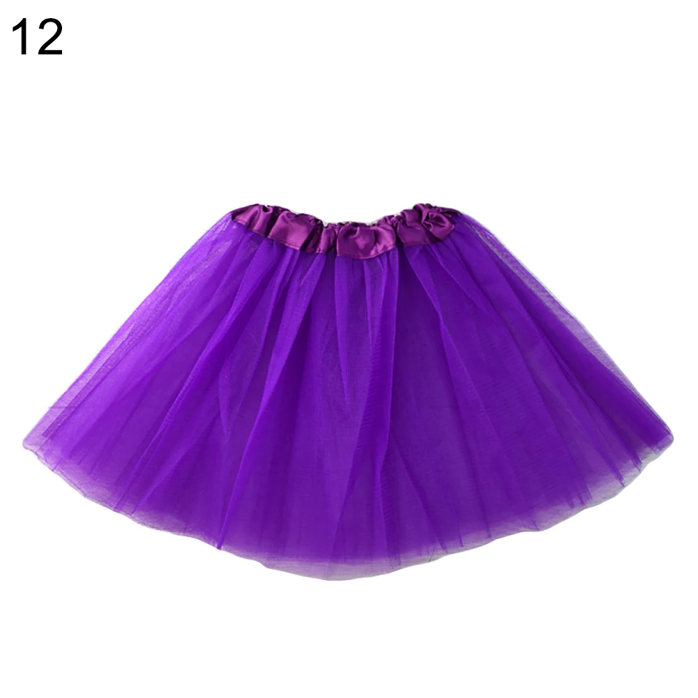 Dark Purple 3 Слои Для детей девочек Эластичная лента из газовой ткани, балетом и танцами, Юбка-пачка принцессы для маленьких девочек - Цвет: Dark Purple