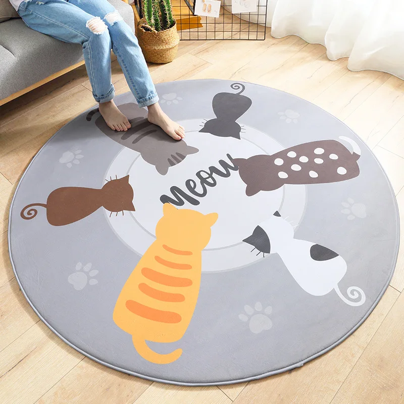 

Round Memory Foam Bath Mats Cute Bear Cat Floor Carpet For Living Room Bedroom Home Decor Mats Bath Rugs Kids Play Mat 75/110cm