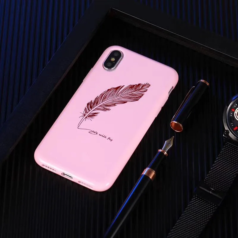 Модный тренд перо Желая бутылка Король Королева чехол для телефона iphone 7 8 6 S плюс X