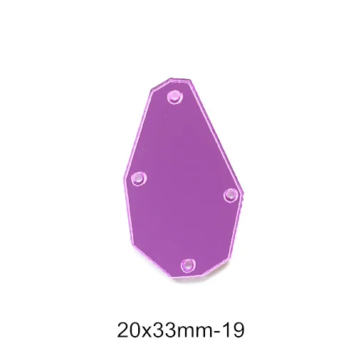 P19-20x30mm 50 шт. фиолетовые хрустальные зеркальные стразы с пришивкой, неровные темно-фиолетовые акриловые зеркальные стразы, пришивные стразы для одежды B3599 - Цвет: P19-20x30mm