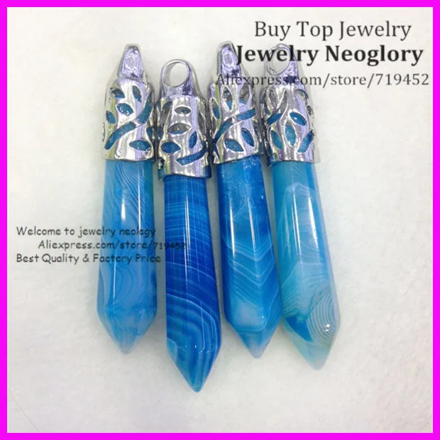 

10pcs Natural Aqua marine Stripe Stone Gems Stones Hexagon Point Reiki Chakra Pendant Necklace Earrings Beads Jewelry Pendant