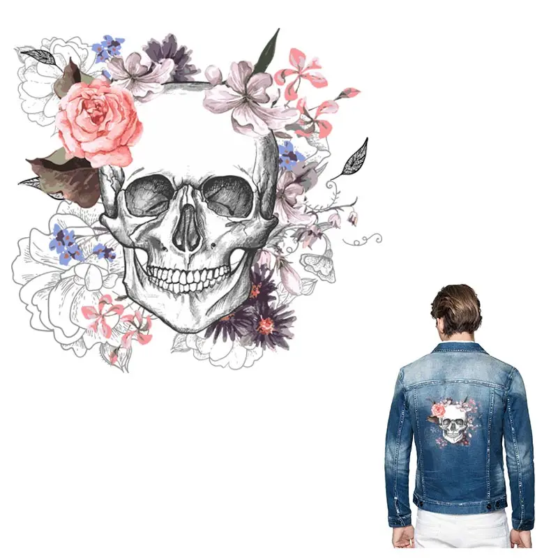 ONESAID Прохладный Большой Череп заплатка для одежды топы термонаклейки череп